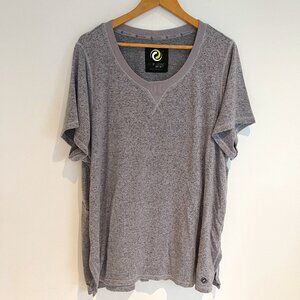 Active Zone Women Gray Short Sleeve Round Neck Athleisure Soft Top Size 3X